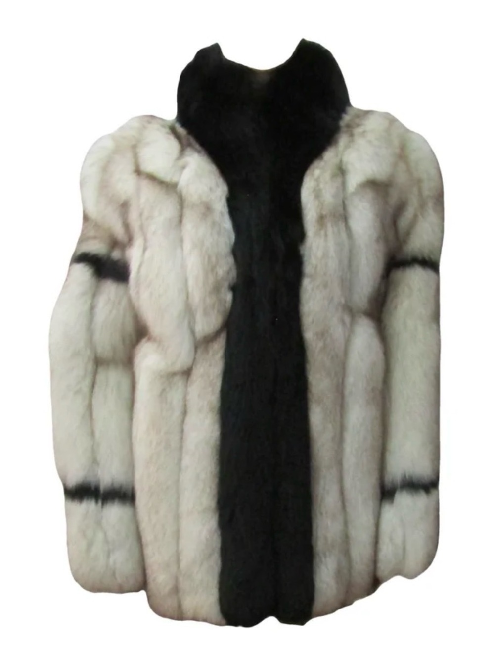 Saga Furs Two-Tone Fur Jacket in Cream and Black